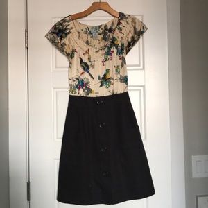 Anthropologie Tabitha dress. Floral. Birds. Size 2